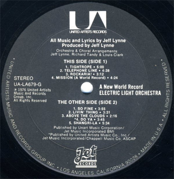 Electric Light Orchestra : A New World Record (LP,Album,Stereo)