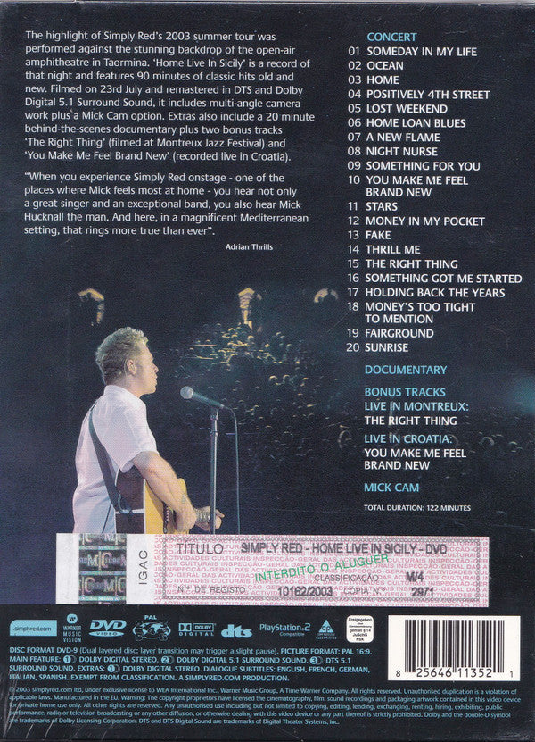 Simply Red : Home (Live In Sicily) (DVD-Video,Multichannel,PAL)
