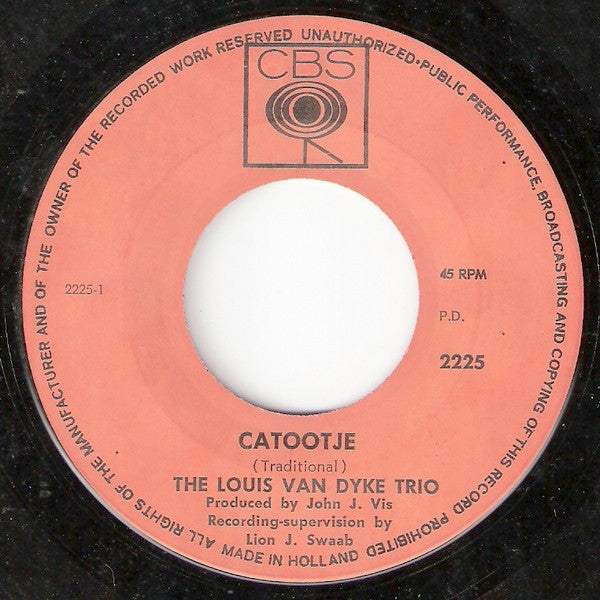 Louis Van Dyke Trio : Catootje / Shaffy-Cantate (7",45 RPM,Single)