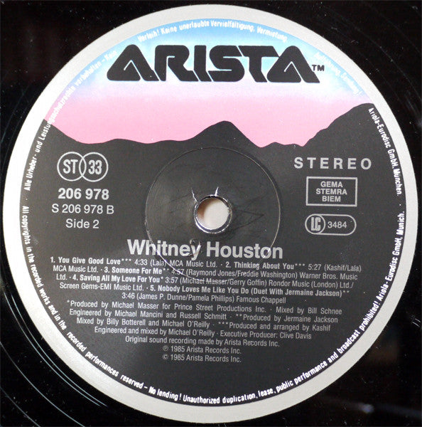 Whitney Houston : Whitney Houston (LP,Album,Stereo)