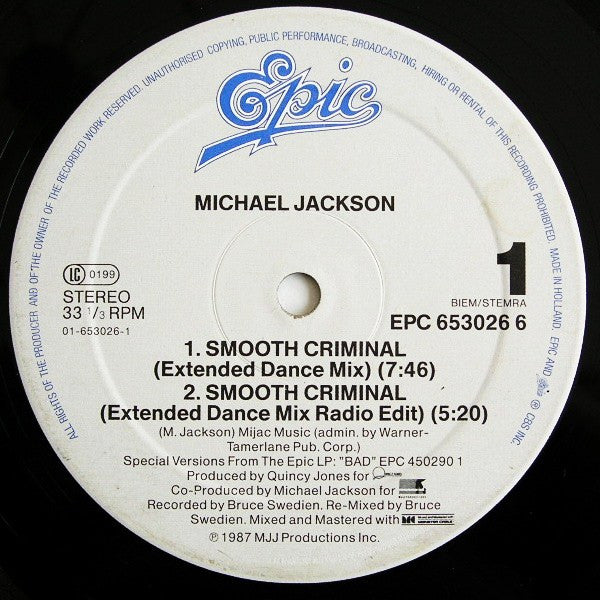Michael Jackson : Smooth Criminal (12",33 ⅓ RPM,Maxi-Single)