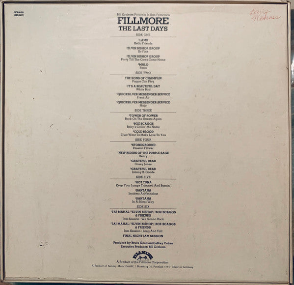 Various : Fillmore: The Last Days ()