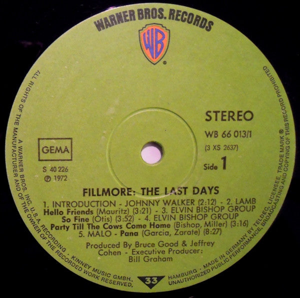 Various : Fillmore: The Last Days ()