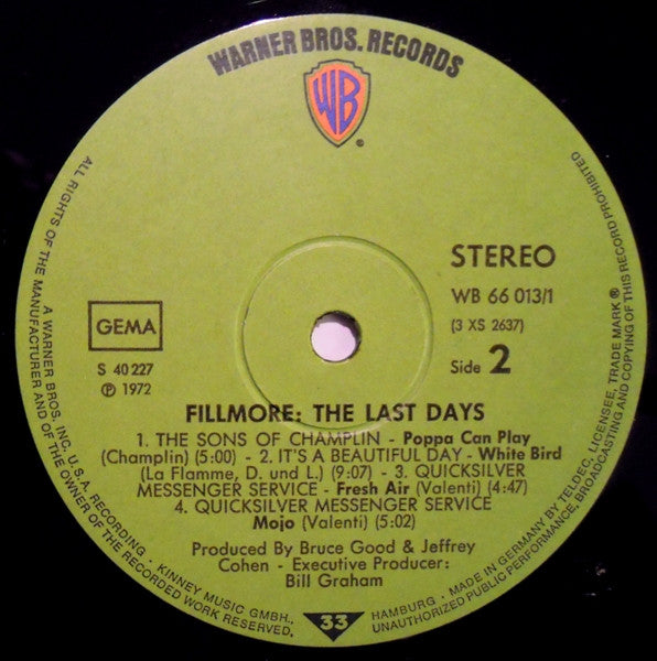 Various : Fillmore: The Last Days ()