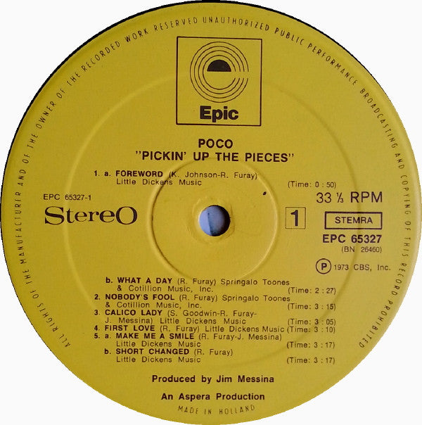 Poco (3) : Pickin' Up The Pieces (LP, Album, RE, Fli)