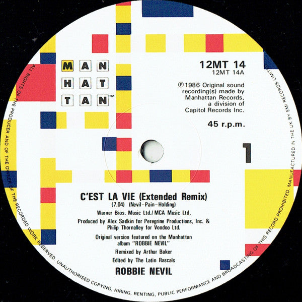 Robbie Nevil : C'Est La Vie (12",45 RPM)