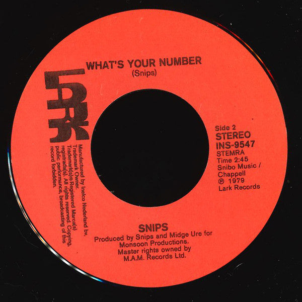 Snips : 9 O'Clock (7",Single,45 RPM)
