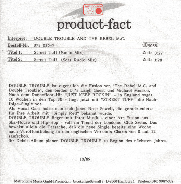 Rebel MC And Double Trouble : Street Tuff (7",Single,45 RPM)