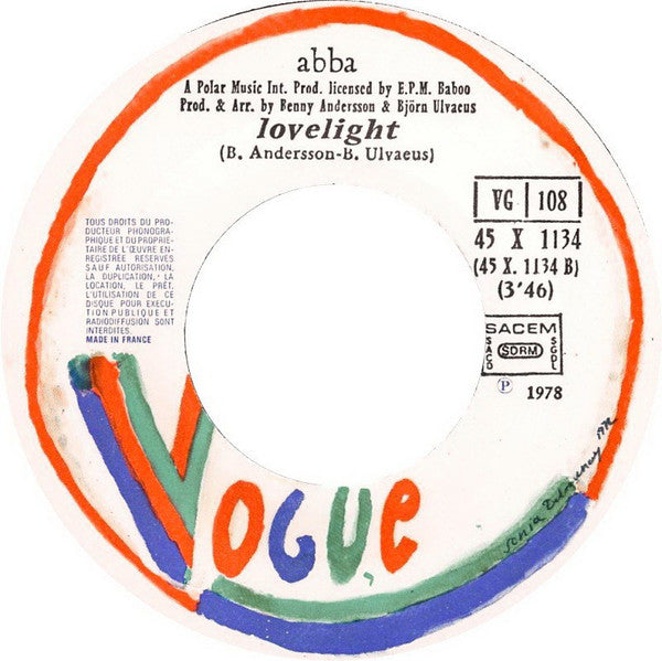 ABBA : Chiquitita c/w Lovelight (7",45 RPM,Single)
