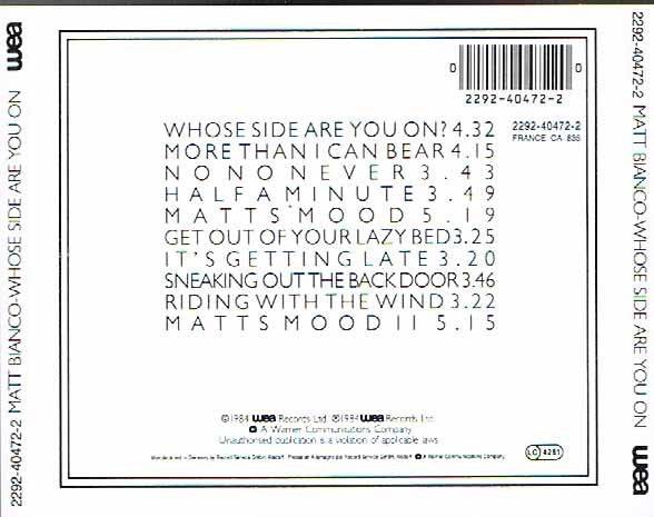 Matt Bianco : Whose Side Are You On (Album,Reissue)