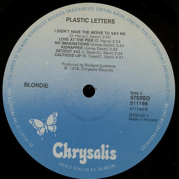 Blondie : Plastic Letters (LP,Album,Stereo)