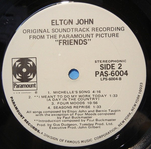 Elton John : Friends (Original Soundtrack Recording) (LP, Album, RE)