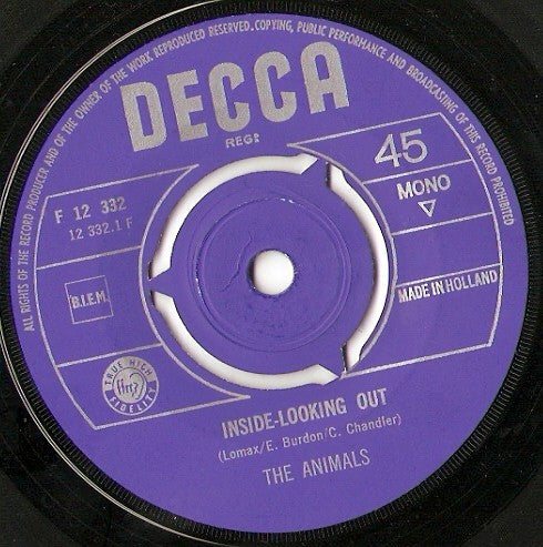 The Animals : Inside-Looking Out (7", Single, Mono)