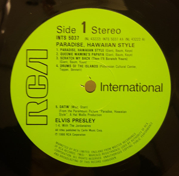 Elvis Presley : Paradise, Hawaiian Style (LP, Album, RE, EMI)
