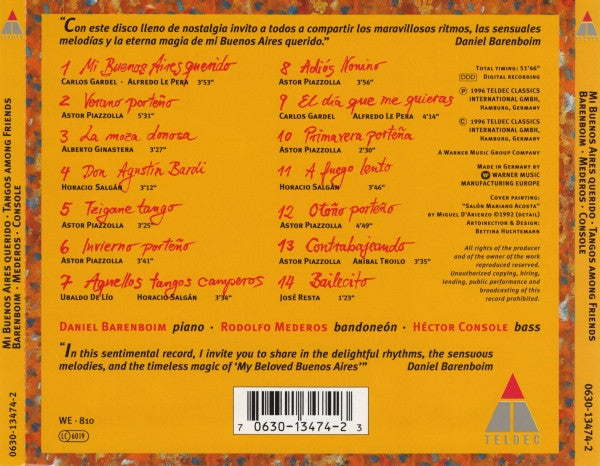 Daniel Barenboim, Rodolfo Mederos, Hector Console : Mi Buenos Aires Querido - Tangos Among Friends (Album)