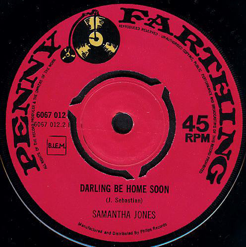 Samantha Jones : My Way (Comme D'Habitude) / Darling Be Home Soon (7",45 RPM,Single)