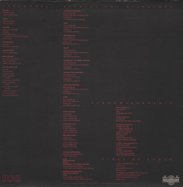 David Bowie : Young Americans (LP,Album,Stereo)
