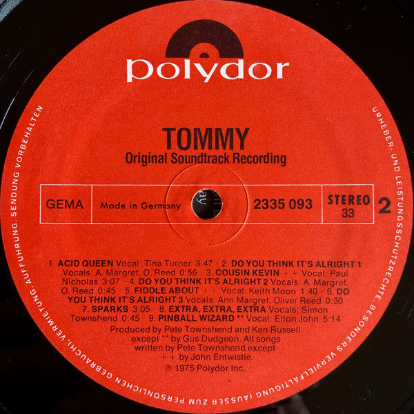 Various : Tommy (Original Soundtrack Recording) (LP,Album,Stereo)