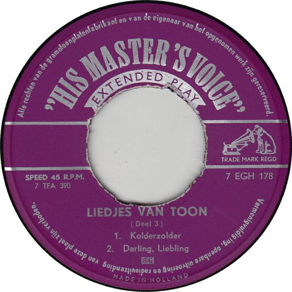 Toon Hermans : Liedjes Van Toon (Deel 3) (7",EP,45 RPM)