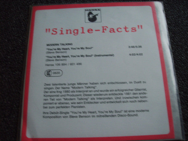 Modern Talking : You're My Heart, You're My Soul (12",45 RPM,Maxi-Single,Stereo)