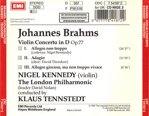 Nigel Kennedy · Johannes Brahms · London Philharmonic Orchestra, The · Klaus Tennstedt : Violin Concerto (Album)