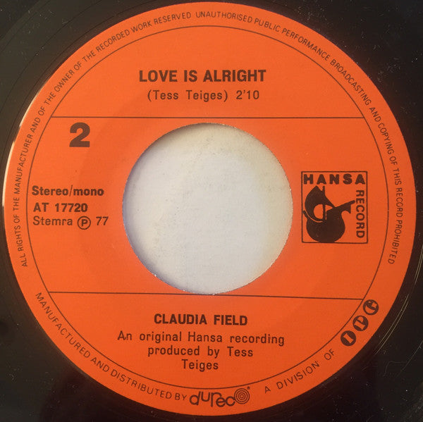 Claudia Field : To Love Somebody / Love Is Alright (7",45 RPM,Single)