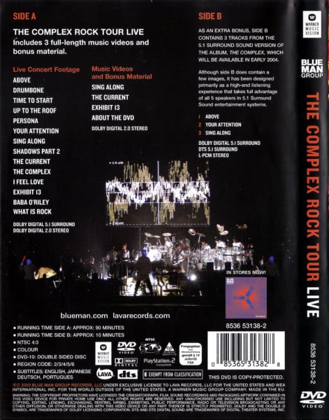 Blue Man Group : The Complex Rock Tour Live (DVD-Video,Double Sided,NTSC)