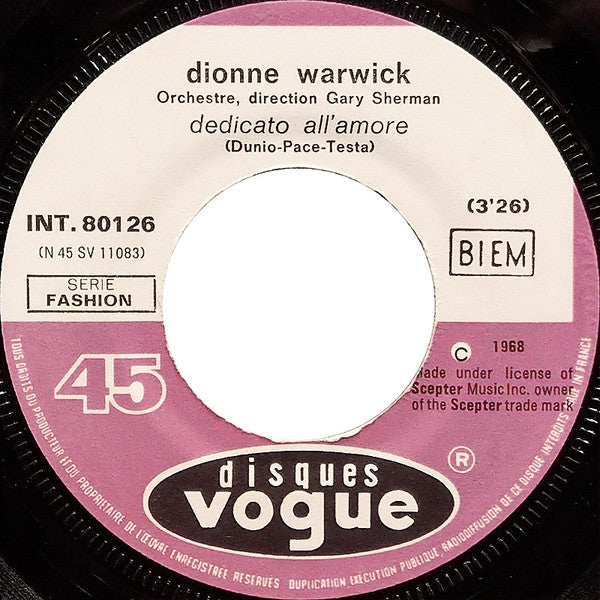 Dionne Warwick : La Voce Del Silenzio (7", Single)