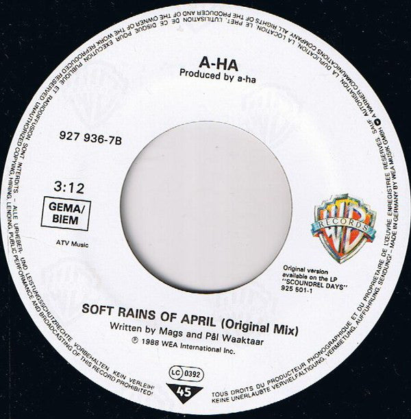 a-ha : Stay On These Roads (7",45 RPM,Single)