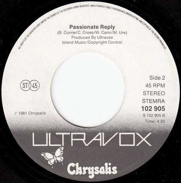 Ultravox : Vienna (7",45 RPM,Single,Stereo)