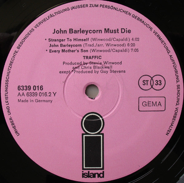 Traffic : John Barleycorn Must Die (LP, Album, RP)