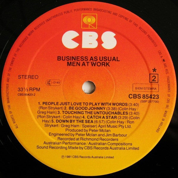 Men At Work : Business As Usual (LP,Album,Stereo)