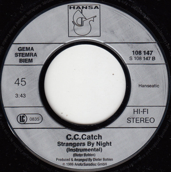 C.C. Catch : Strangers By Night (7",45 RPM,Single,Stereo)