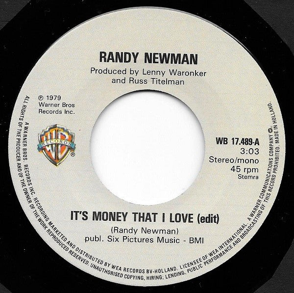 Randy Newman : It's Money That I Love / Ghosts (7",45 RPM,Single)