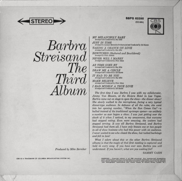 Barbra Streisand : The Third Album (LP,Album,Stereo)