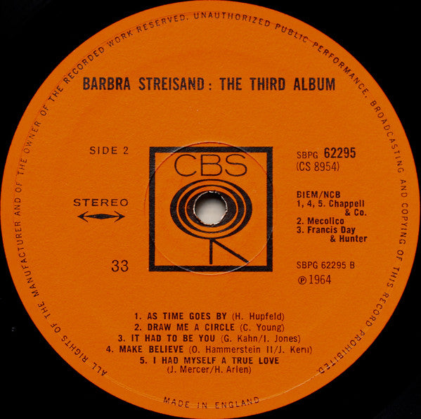 Barbra Streisand : The Third Album (LP,Album,Stereo)