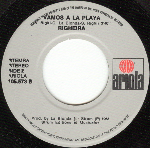 Righeira : Vamos A La Playa (7",Single)