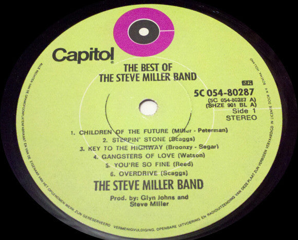 Steve Miller Band : The Best Of The Steve Miller Band (LP,Compilation,Stereo)