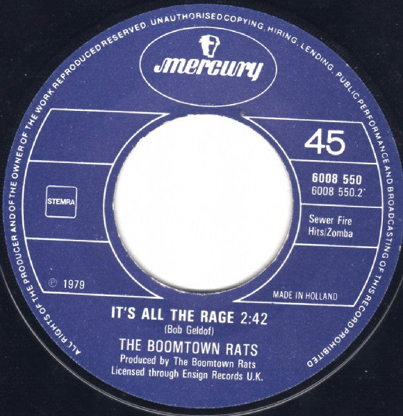 Boomtown Rats, The : I Don't Like Mondays (7",45 RPM,Single)