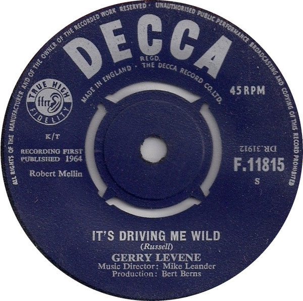 Gerry Levene & The Avengers : Doctor Feelgood / It's Driving Me Wild (7",45 RPM,Single)
