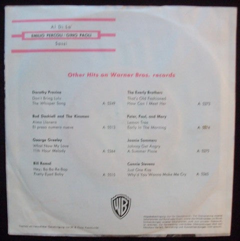Emilio Pericoli / Gino Paoli : Al Di Là / Sassi (7",45 RPM)