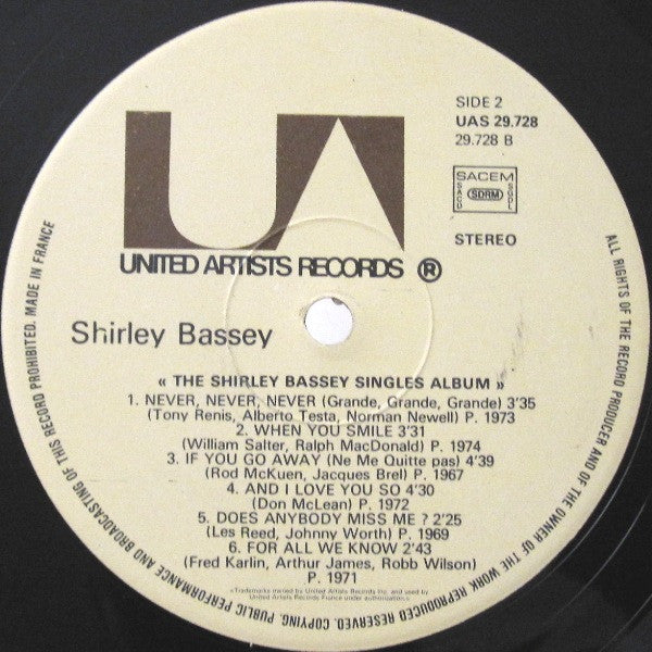 Shirley Bassey : The Shirley Bassey Singles Album (LP, Comp)
