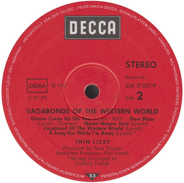 Thin Lizzy : Vagabonds Of The Western World (LP,Album,Stereo)