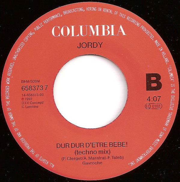 Jordy (2) : Dur Dur D'être Bébé! (7",45 RPM,Single)