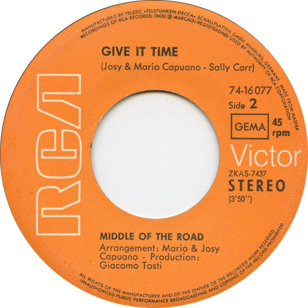 Middle Of The Road : Tweedle Dee Tweedle Dum (7",45 RPM,Single)