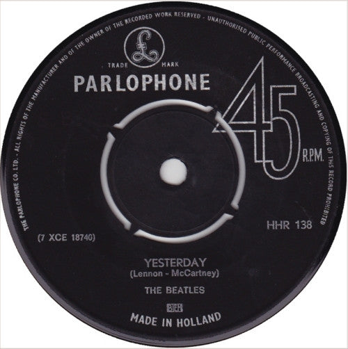 Beatles, The : Dizzy Miss Lizzy / Yesterday (7",45 RPM,Single)