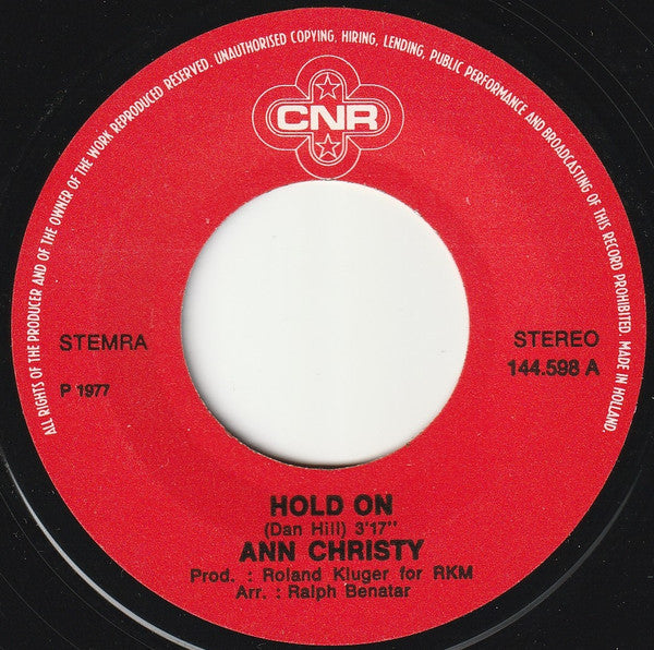 Ann Christy : Hold On (7", Single)