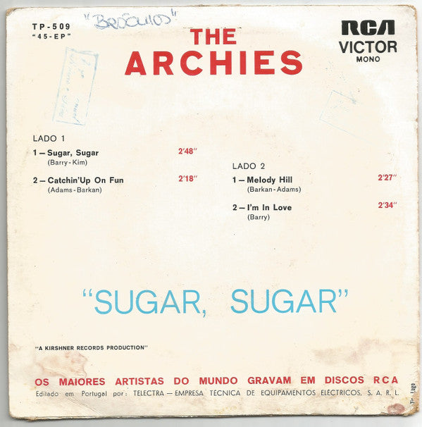 The Archies : Sugar, Sugar (7", EP, Mono)