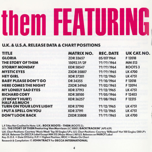 Them (3) : Them Featuring Van Morrison (Compilation,Reissue,Stereo,Mono)