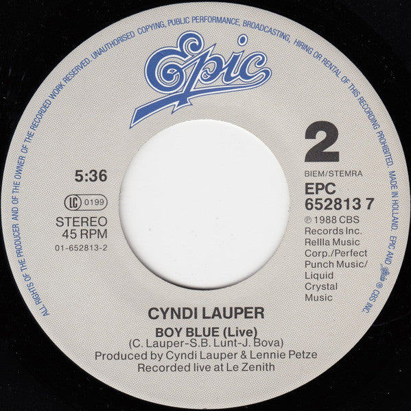 Cyndi Lauper : Hole In My Heart (All The Way To China) (7",45 RPM,Single,Stereo)